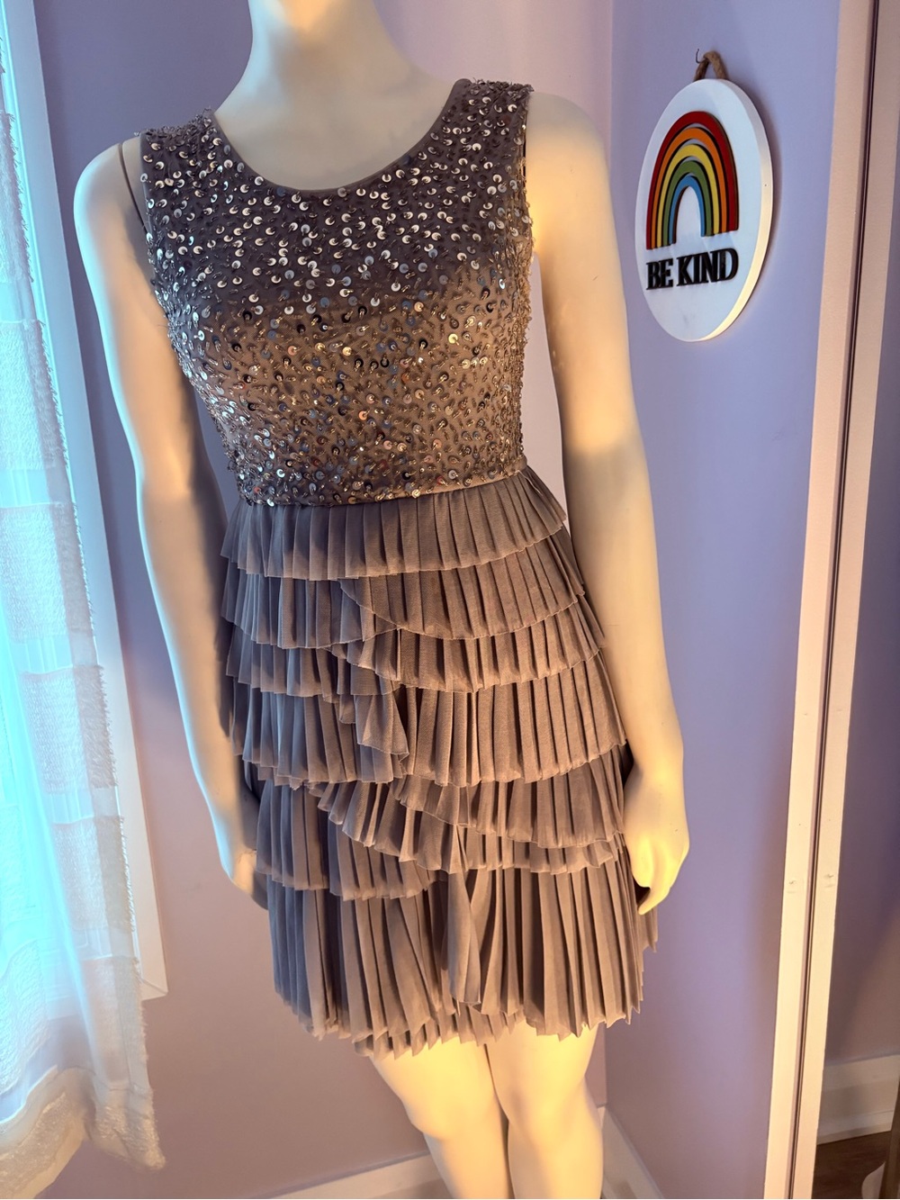 Alice + Olivia Lavender Sequin-Embellished Dress